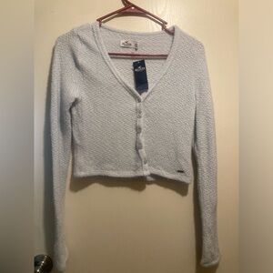 Hollister Women's baby blue Button-Up Cardigan